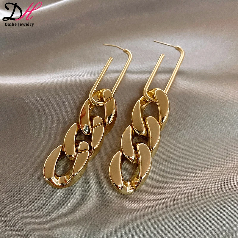 

s925 sliver needle korea fashion simplicity personality geometric earrings creative exquisite chain jewellery