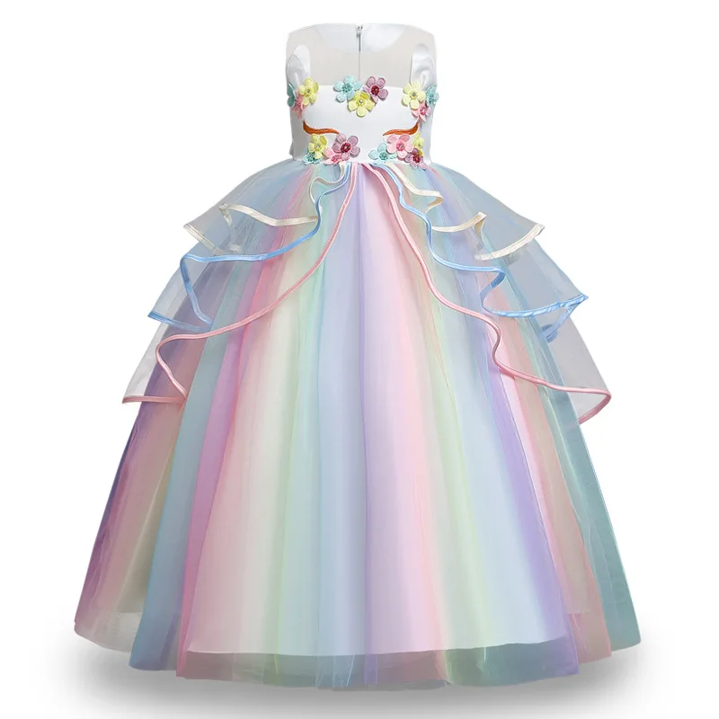 

Hot Style Unicorn Long Princess Dress Summer Children's Dress For Girl, Picture shown