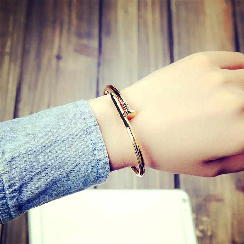 

New Hot Sale Opening Adjustable Creative Nail Shape Bracelet Couple Bangle for Women Men, Picture