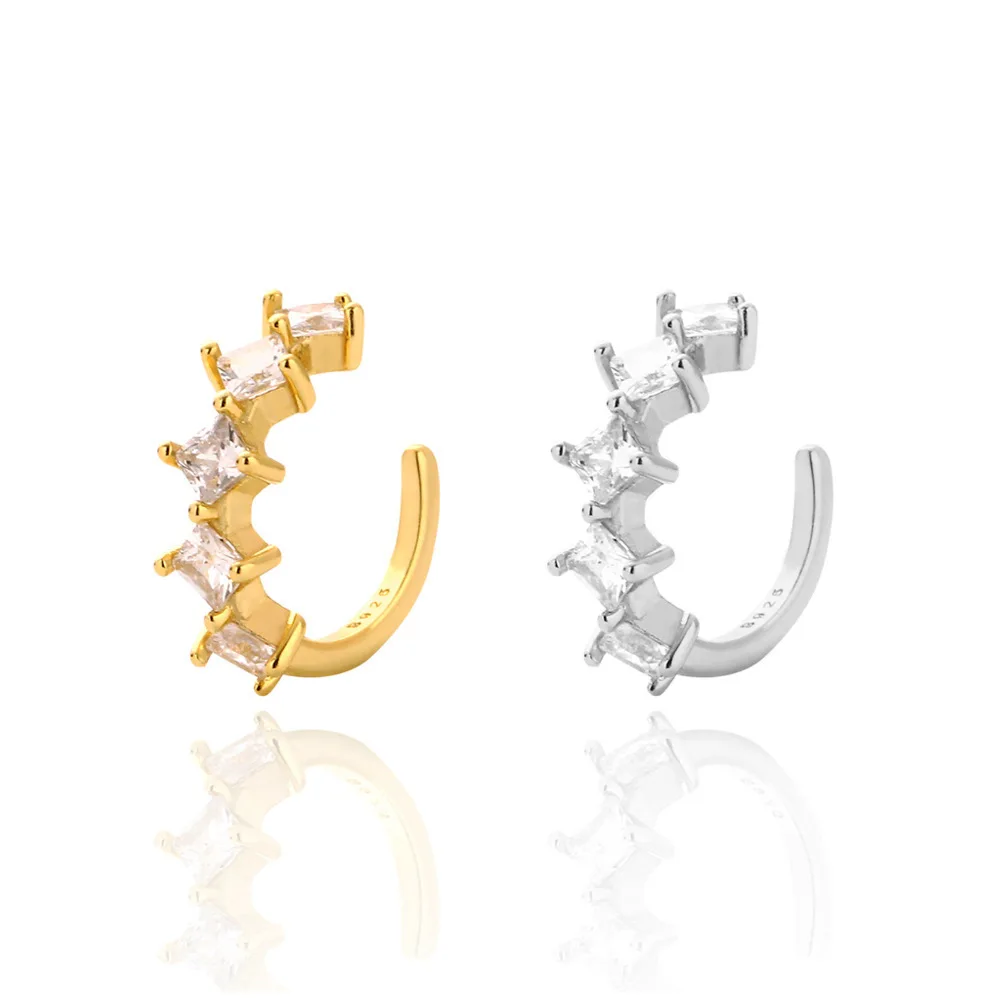 Fashion Jewelry 925 Silver Cuff Earring for Women 18K Gold Plated Sterling Silver Clip on Ear Cuff Earrings Non Piercing Jewelry