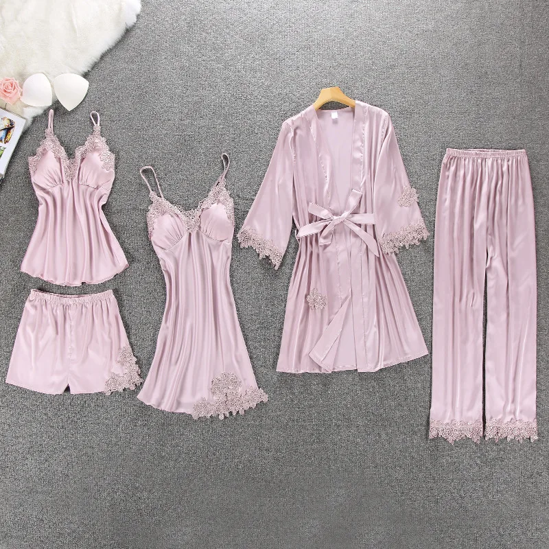 

Hot Sale Pyjamas Sleepwear Pijamas Women 5 Pieces Pajamas Set