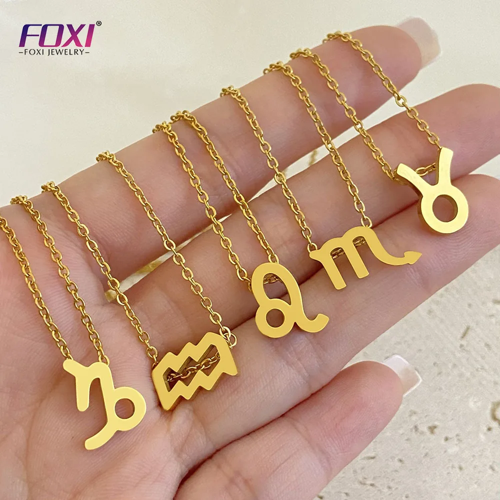 

Foxi hot selling jewelry 12 Horoscope Zodiac Sign women's stainless steel custom Necklace