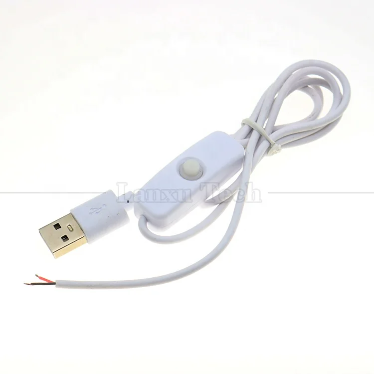 

2 Pin Power ON OFF Controller Charging Open Wire USB Cable with Switch for Led Light Strip Lamp