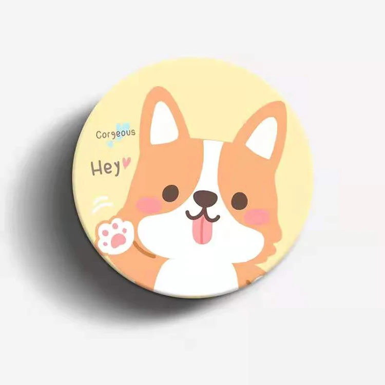 

Set Of Six Ceramic Coasters Appearance Like Shiba Inu puppy Pattern Coasters For Drinks Absorbent With Metal Holder, Cmyk