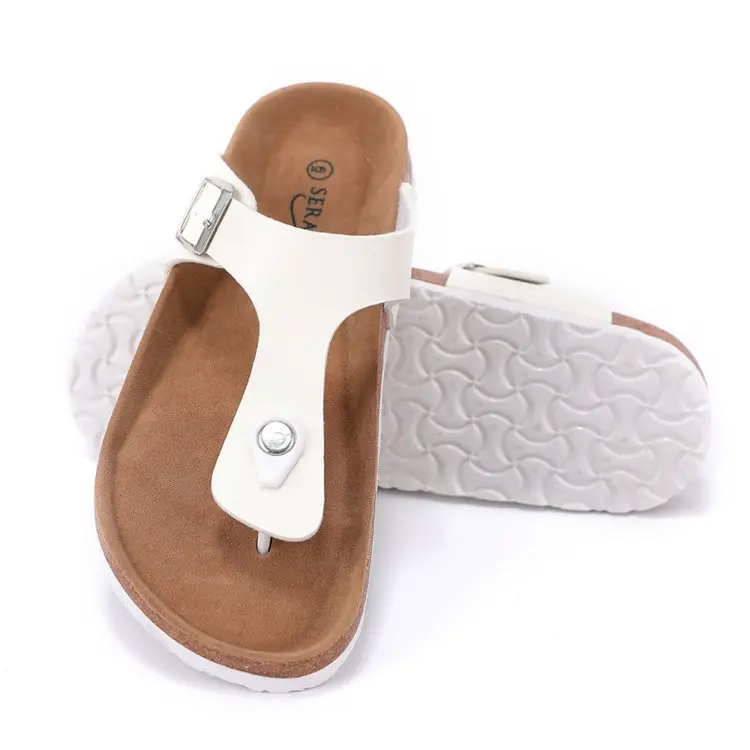 

LX-058 high quality bulk wholesale flat bottom 2021 Flip flops women's beach sandals Cork sole & PU leather cross strap slipper, Rose glod , glod , silver