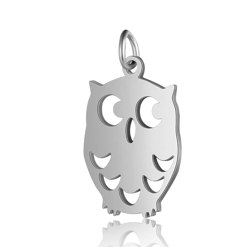 

Owl Animals Bird Pendant Accessories Metal Stainless Steel Trendy Small Owl Charms for Jewelry DIY Hand Made