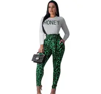 

Casual Letter Printed Leopard 2 Piece Set Women Clothings