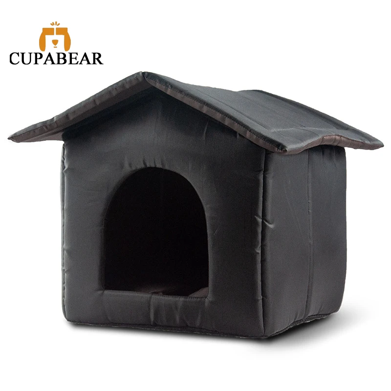 

Cupabear Outdoor Waterproof Cat Dog Houses Warm Winter Tent Bed for Small Medium Pet Animal Enclosed Teepee Kitten Accessories, Black camouflage