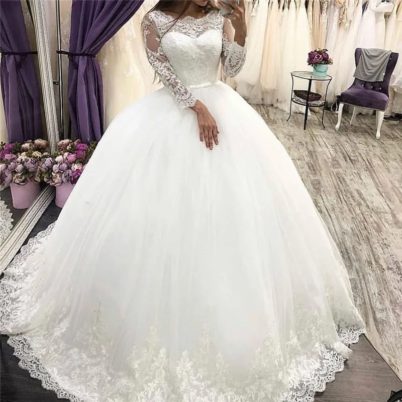 

FA232 Design China Factory Ball Gown Wedding Dresses Princess Bridal Gowns Long Sleeves Corset Back Lace Bride Dress 2021, Default or custom