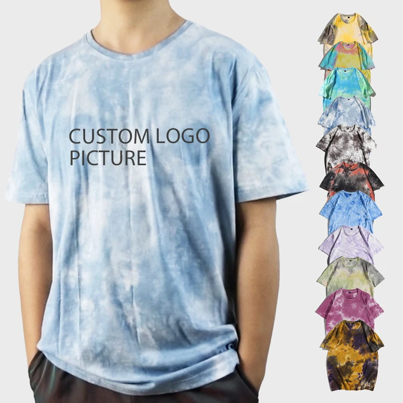 

Cheap custom men women unisex drop shoulder oversize cotton tie dye vintage t shirt