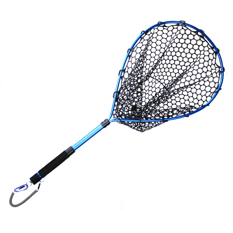 

Wholesale gelatinize net 70*35cm magnet retractable fly fishing landing net, Blue/red