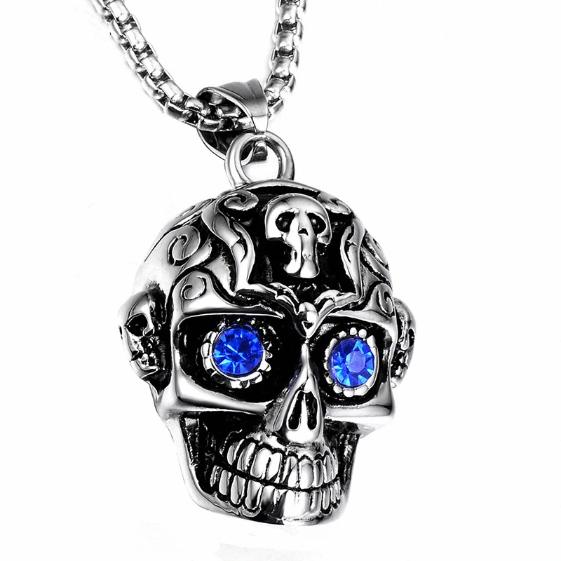 

Fast Delivery Stainless Steel Necklace Mens Sugar Skull Pendant