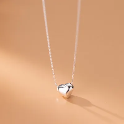 

Women Jewelry Accessories S925 Sterling Silver Heart Necklace Glossy 925 Love Heart Clavicle Necklace For Girlfriend Gift