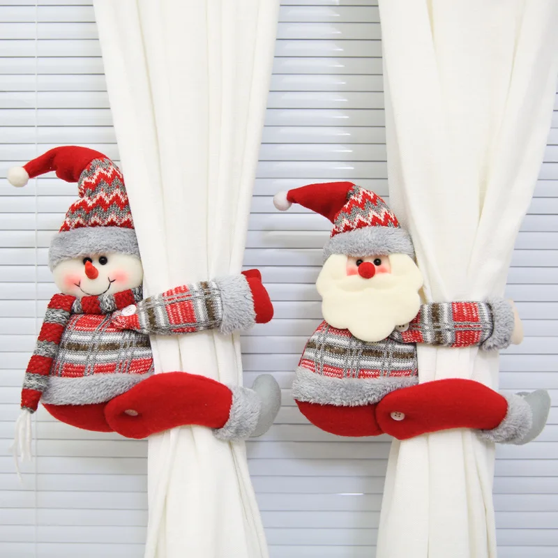 

Christmas decorations cute curtain buckle holiday window scene layout cartoon doll holding buckle