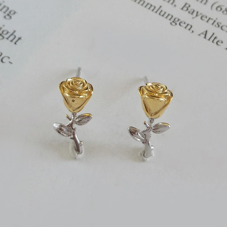 

s925 sterling silver color rose earrings flower earrings immortal flower earrings explosive accessories, Picture shows