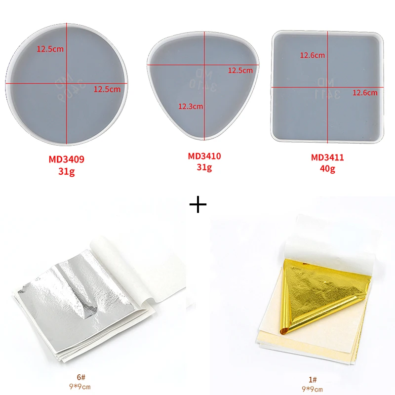 

Creative Coaster Mold Gold Foil Package DIY Shiny Crystal Epoxy Silicone Mold Fruit Tea Tray Silicone Mold