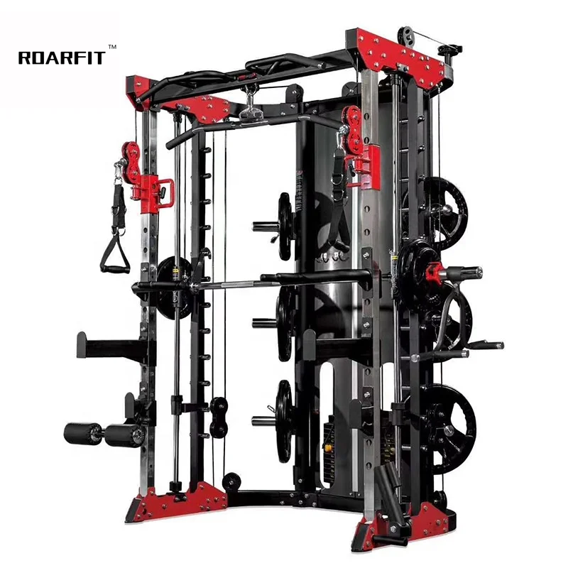 

ROARFIT Commercial gym Smith machine functional trainer squat rack Smith gym power rack strength equipment, Customized