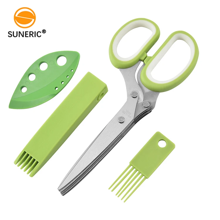 

Wholesale stainless steel 5 blade kitchen clever cutter set herb scissors