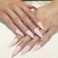 

Hot Selling Extra Long Stiletto False Nails Pre-designed Curved Pink Press On Nails Including Glue Sticker