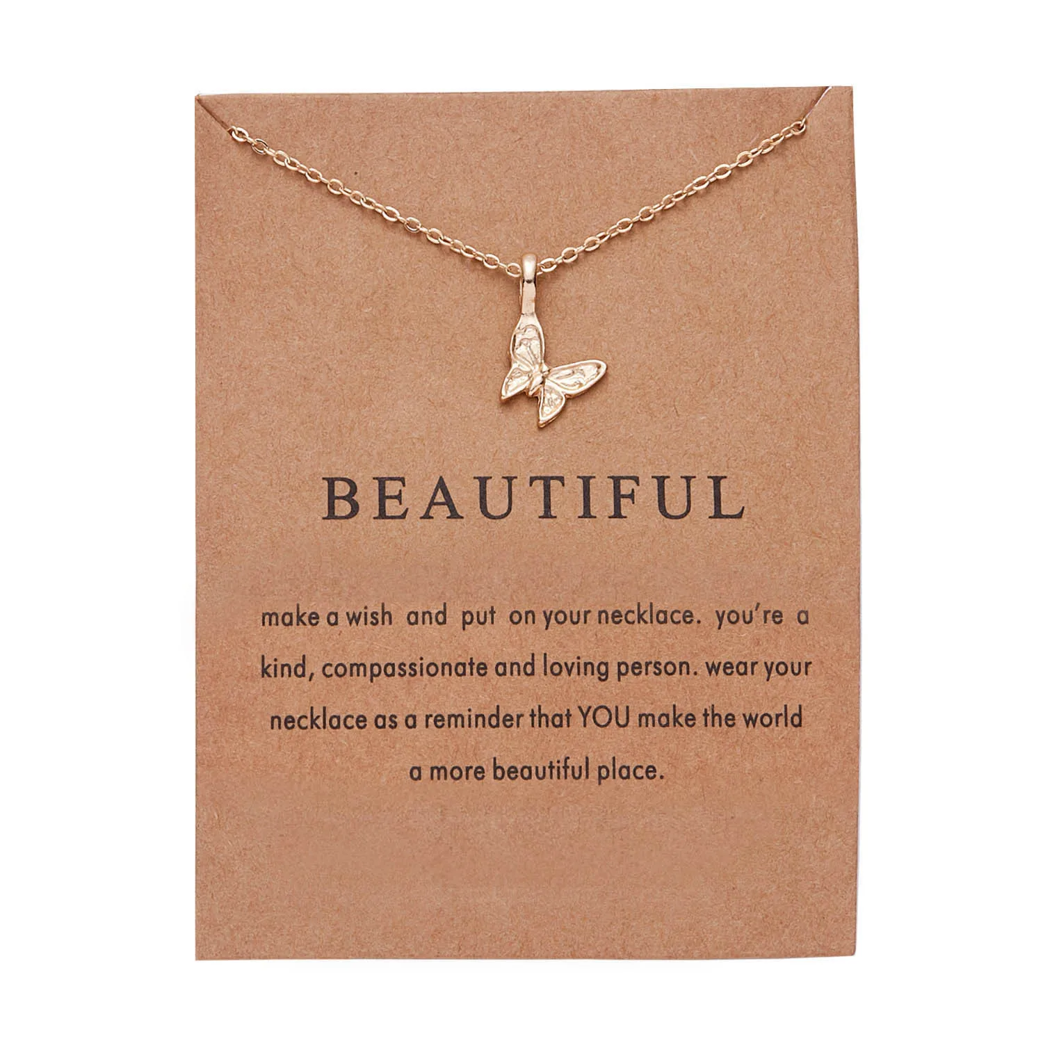 

2021 New Gold Butterfly Pendant Necklace Chain Necklace with Message Card Gift Card