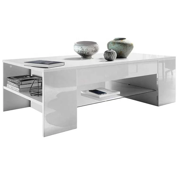 

large white high gloss mdf modern storage center coffee table