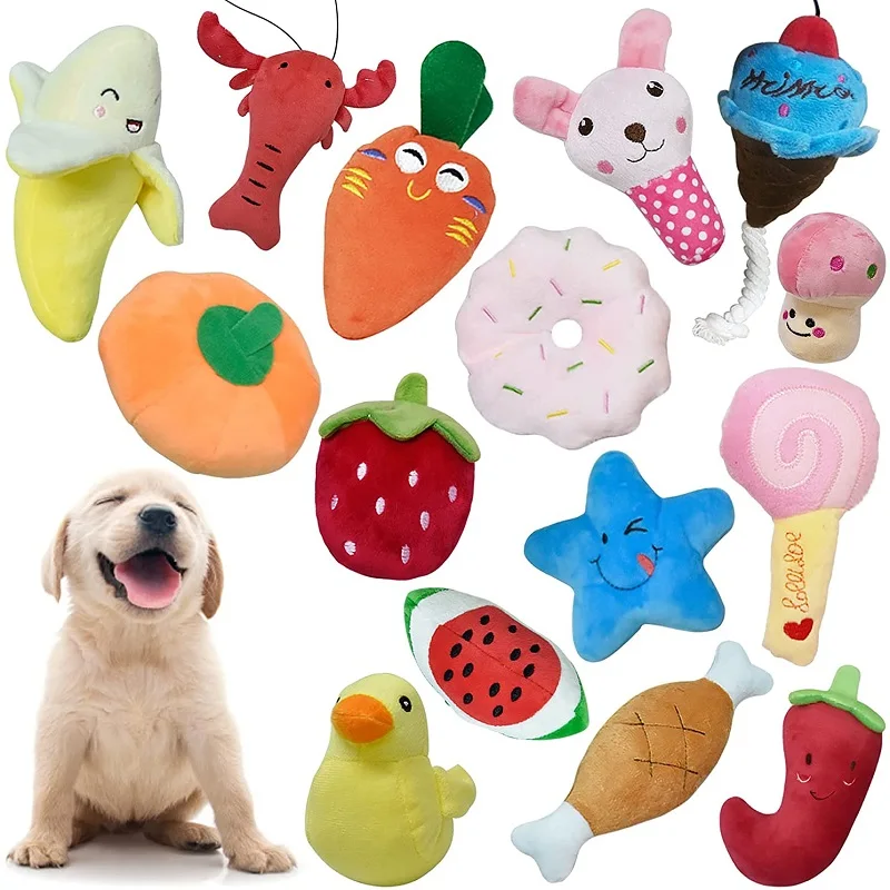 

Wholesale Combination Puppy Toy Pack Cute Funny Chew Plush Pet Dog Toy Set Stuffed Soft Squeaky Interactive Dog Plush Toy Bulk, Multi color style