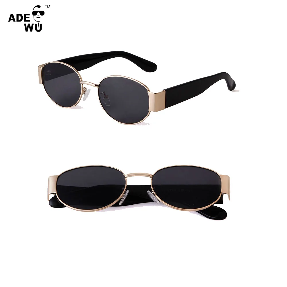 

ADE WU STY77129H New Fashion Trend Retro Europe Men Women Metal Frame Small Oval Shades Sunglasses, Picture shows