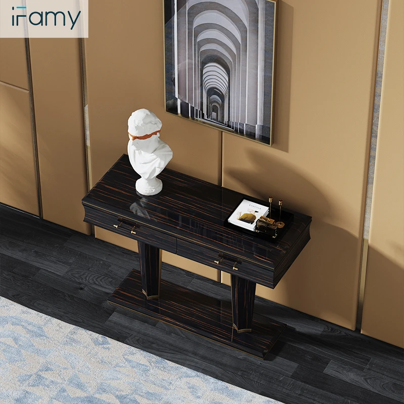 Fast Delivery Gloss Marble Face Console Table Luxury for Hotel Lobby