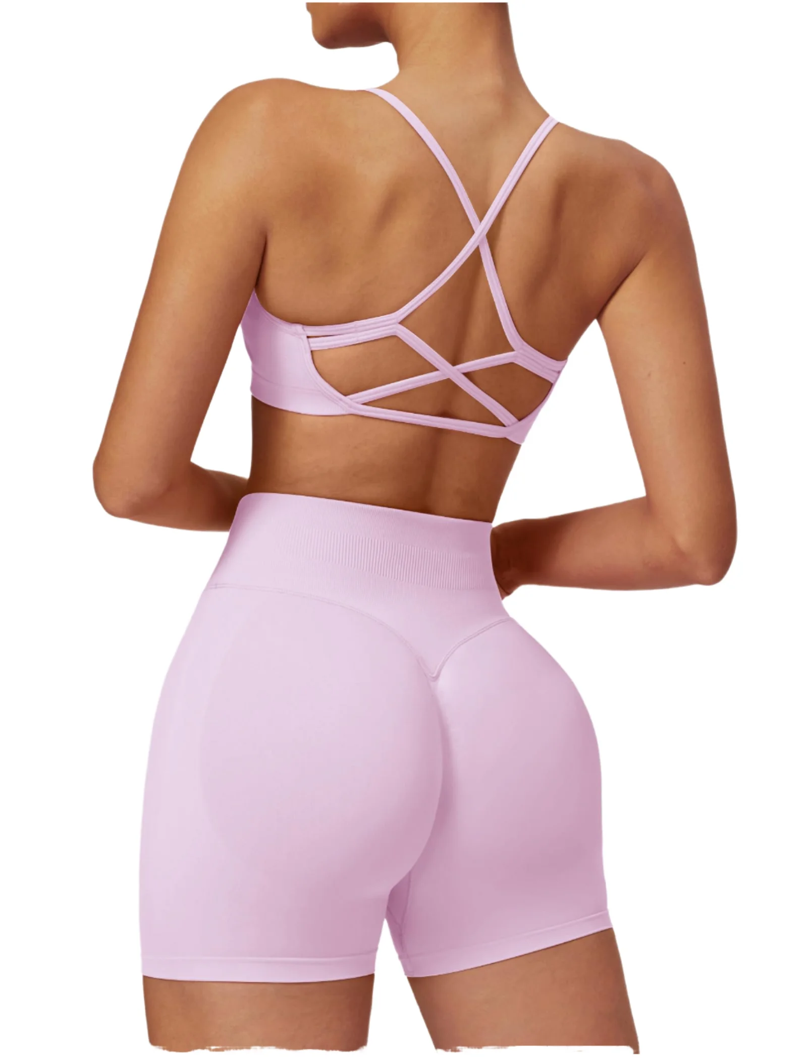 交叉绑with High-Waisted无缝Yoga Set