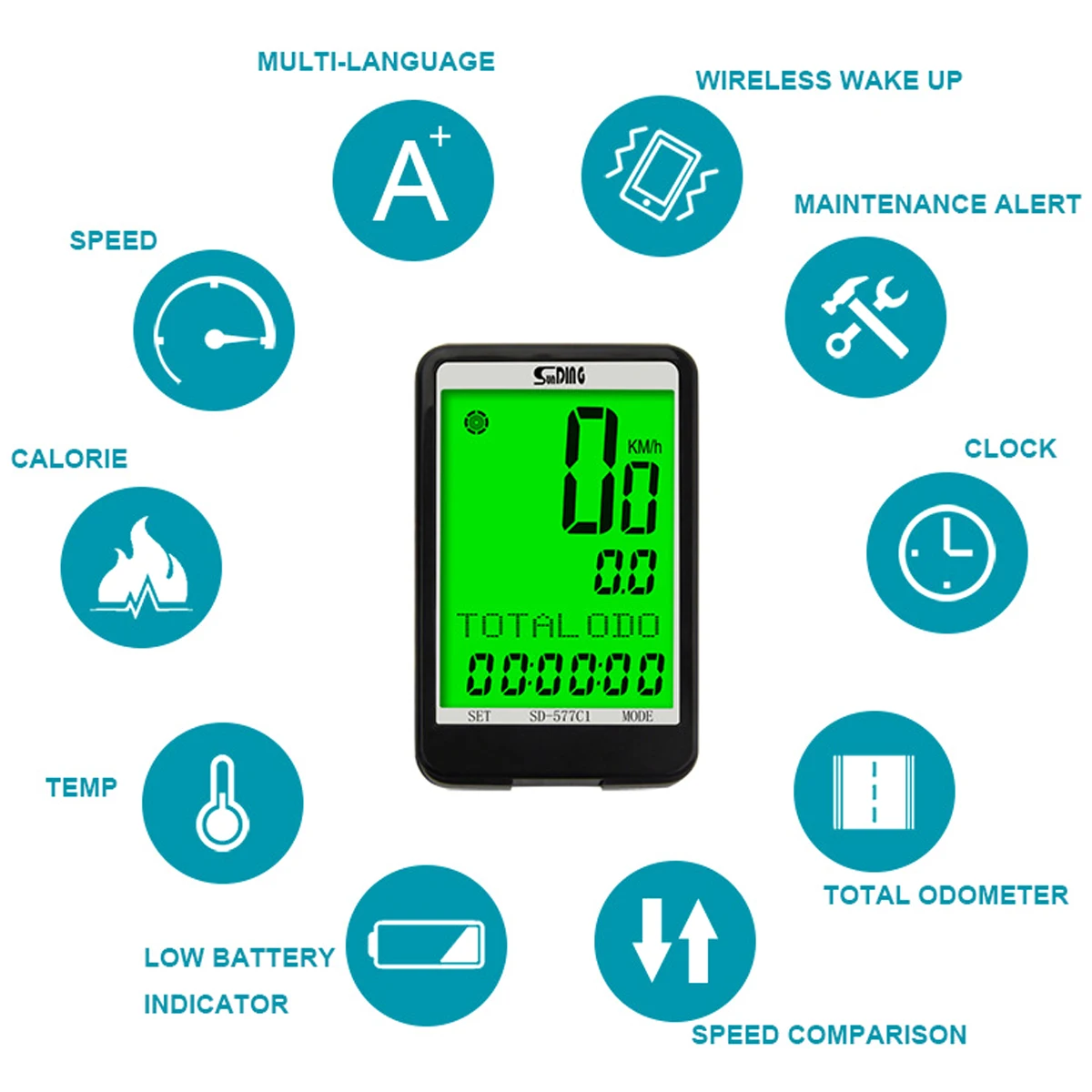 
SD-577C1 2019 New Large Screen Wire-controlled Wireless Bicycle Computer 