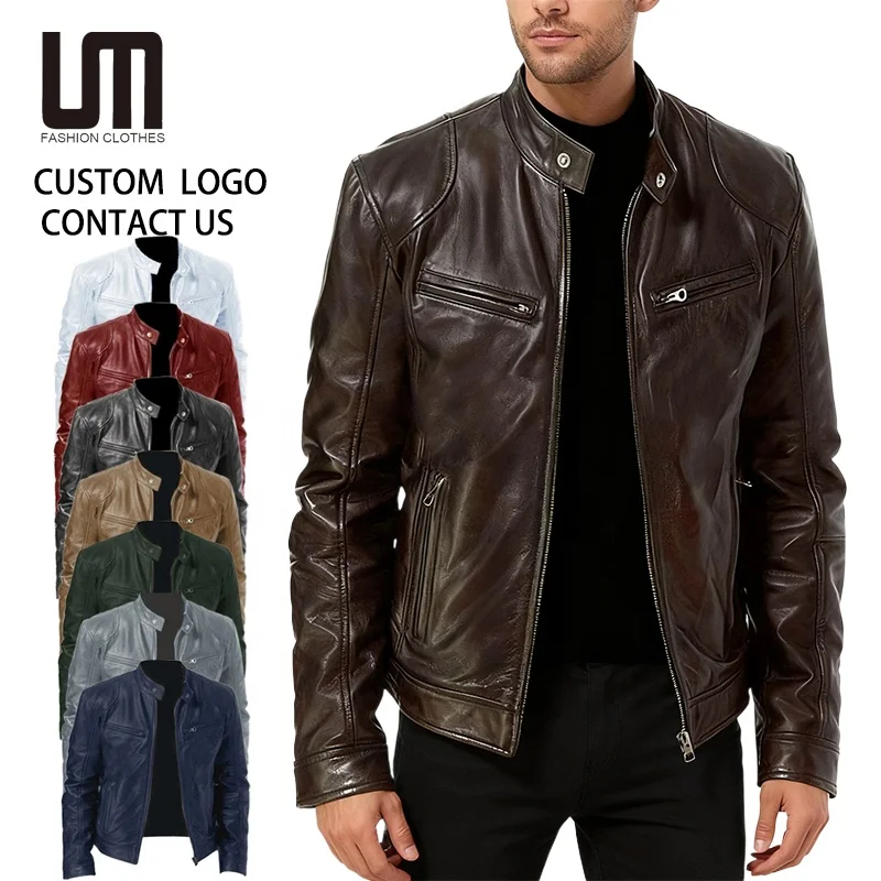 Custom Logo Wholesale Autumn Winter Mens Warm Windbreaker Faux PU Leather Coat Plus Size 4xl 5xl Motorcycle Jackets