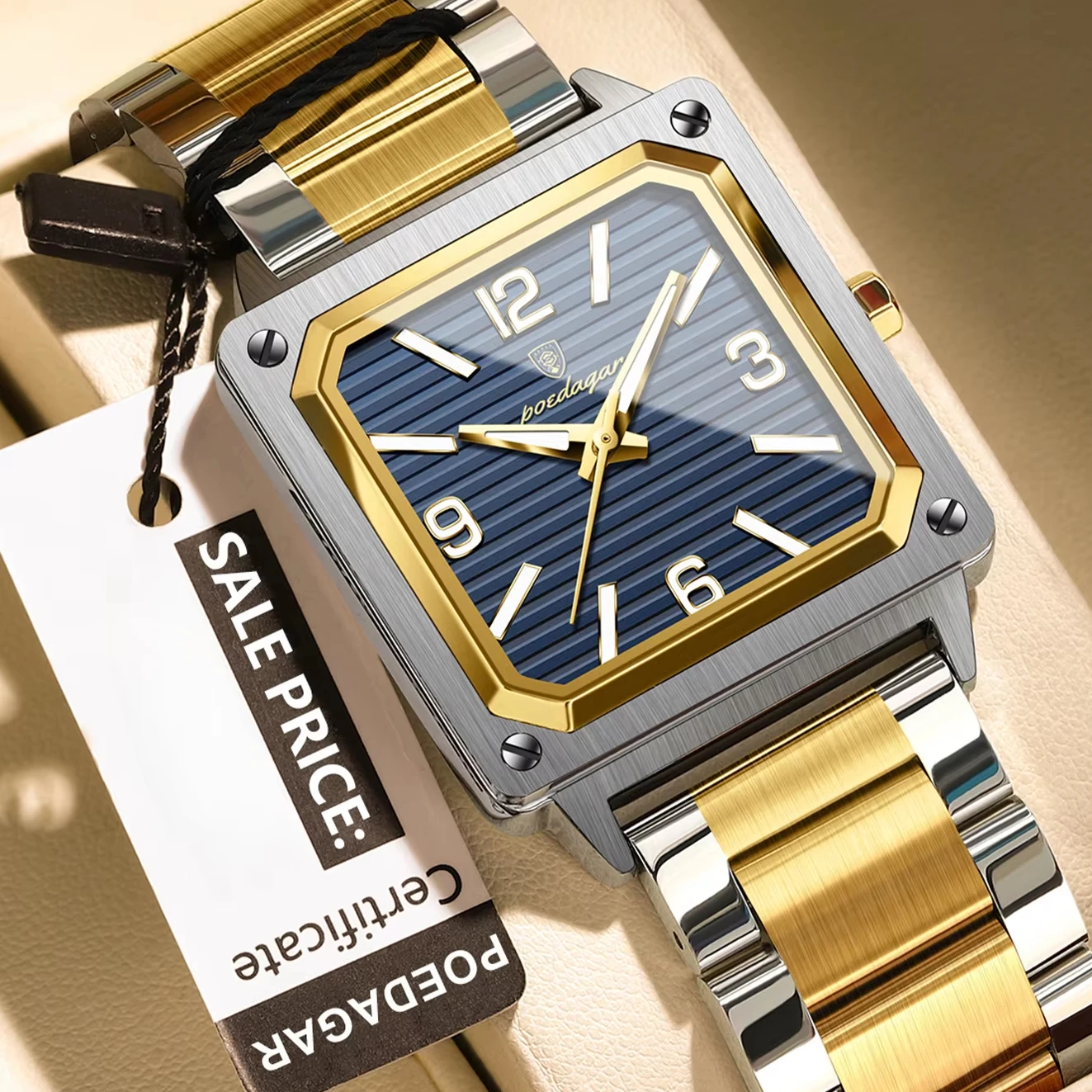 2025 POEDAGAR Hot Luxury Man Wristwatch New 870 Square Quartz Men Watch Waterproof Luminous Stainless Steel Men's Watches Male