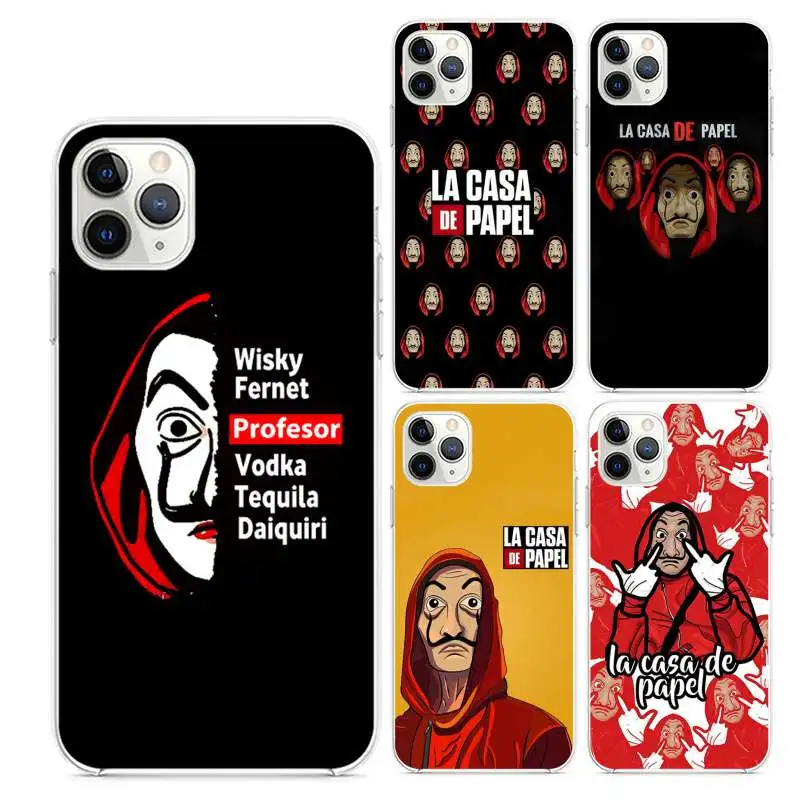 

Classic European and American TV series La Casa De Papel transparent TPU printed phone case for iPhone 11 11Pro 11Pro Max Case