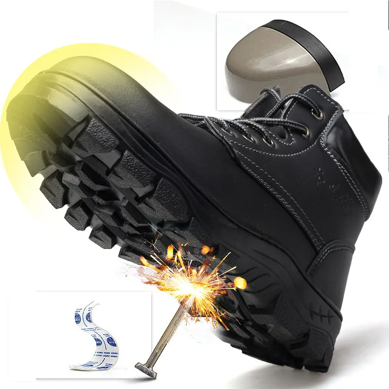 

steel toe head working construction industrial men still steel toe safety long rubber metal toe boots shoes, Orange