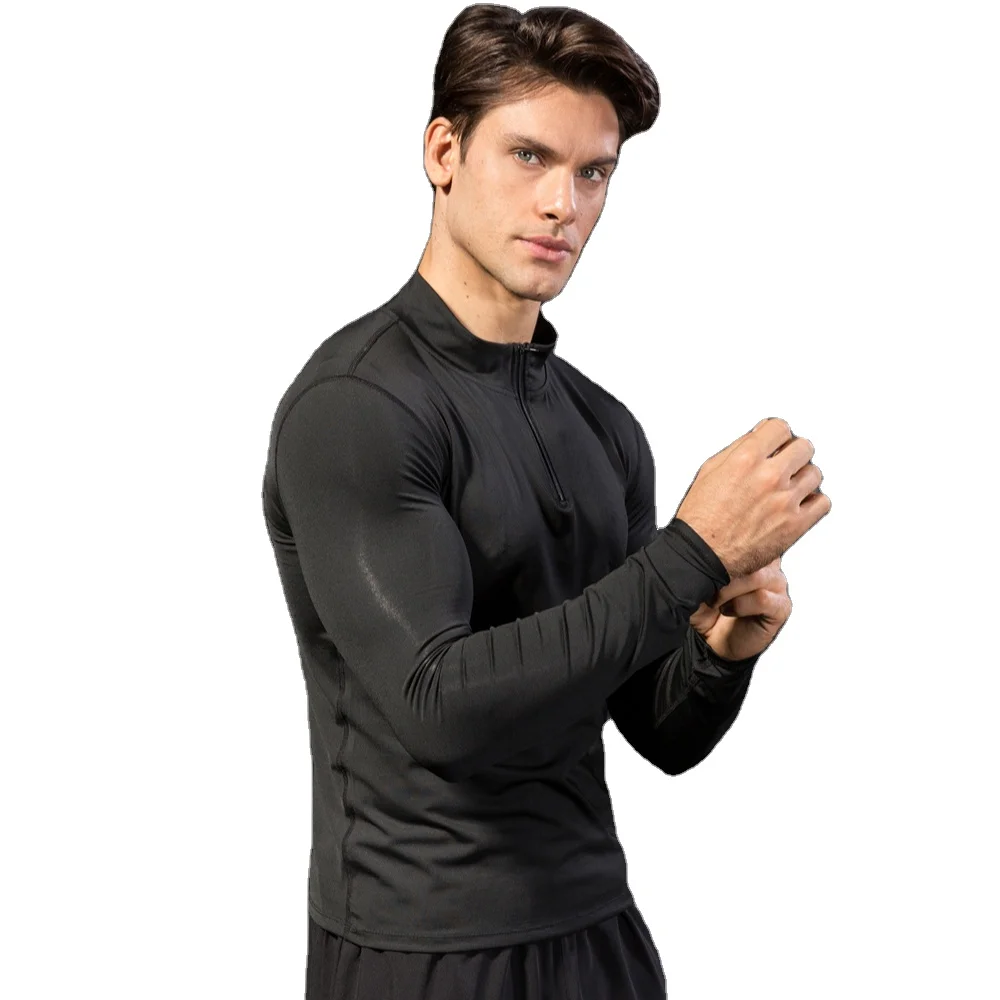 

Men's training jogging tracksuit zipper high collar autumn winter tracksuit warm breathable soft tracksuit top