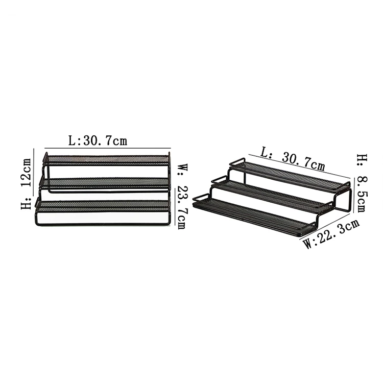 

Factory Price Adjustable Three-layer Seasoning Rack, Standing Kitchen Spice Rack, Black/white