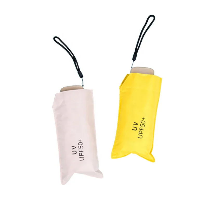 

Hot Sale Portable Folded Ultralow-light 5 Folding Umbrella Sunblock UV Pocket Mini Umbrella With Logo prints, Customized color