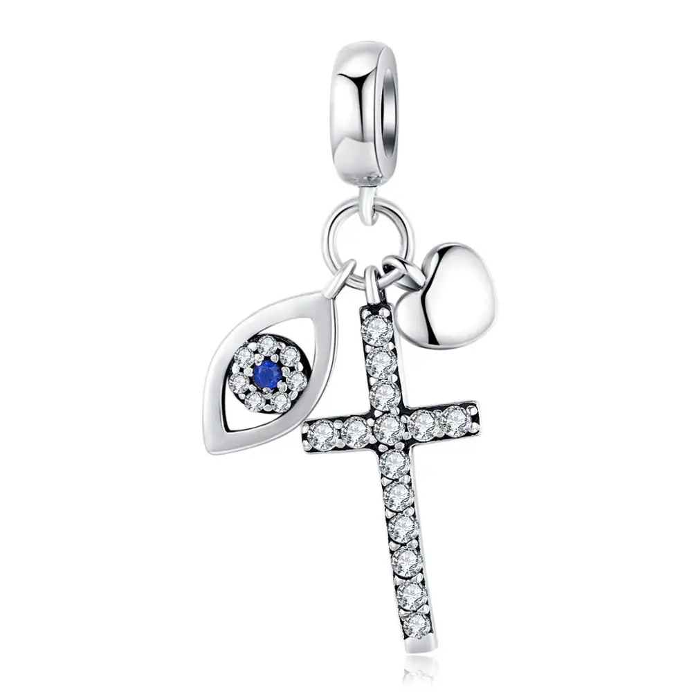 

High end 925 sterling silver with evil eye cross necklace bracelet pendant for jewelry DIY