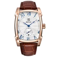 

High-end Stainless Steel Case Benyar Brand 5114 Luxury Men Watch Genuine Leather Band Business Wristwatches for Man Relogio