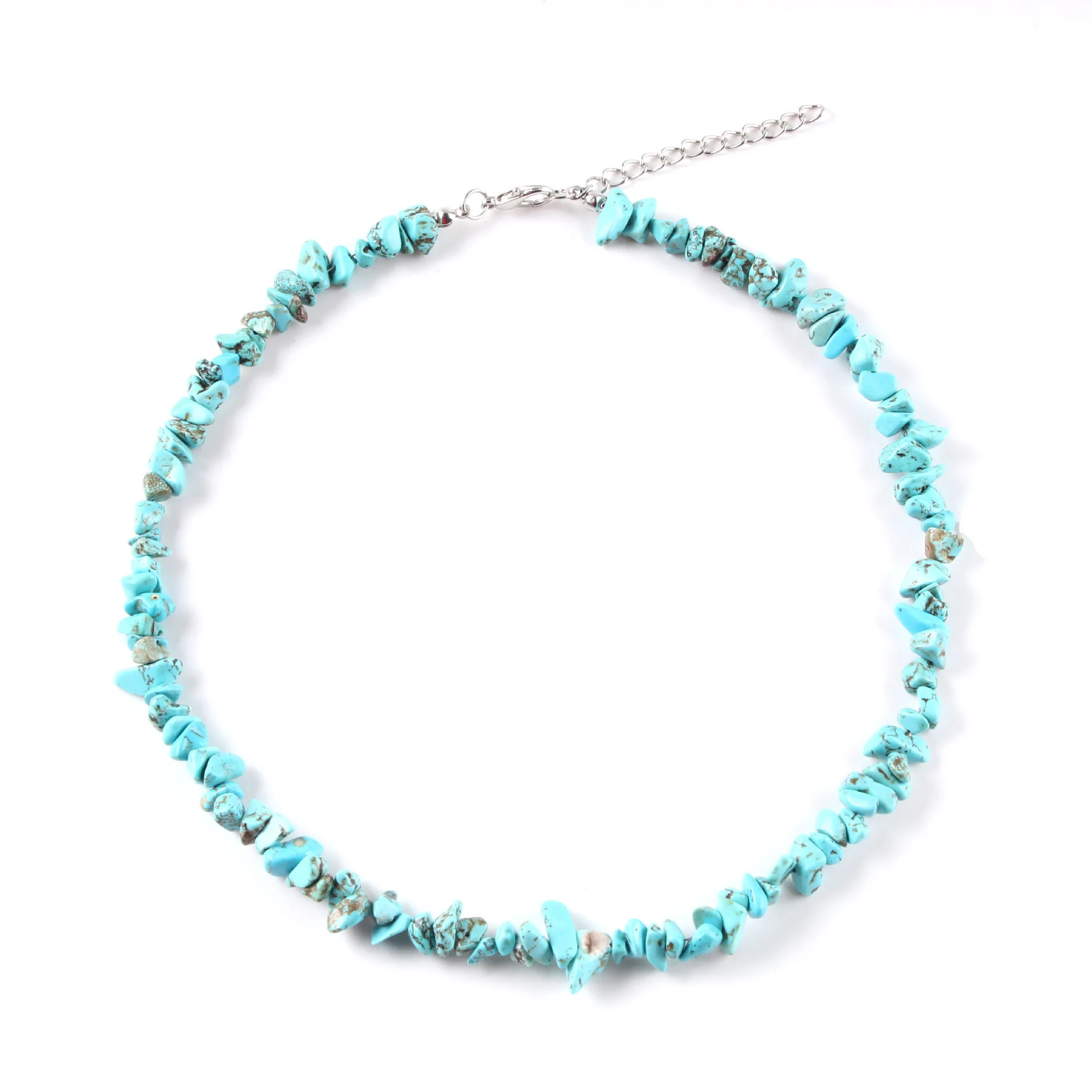 

Fashion black veins calaite turquoises stone Irregular gravel beads Necklace Bracelet women jewelry set, Blue