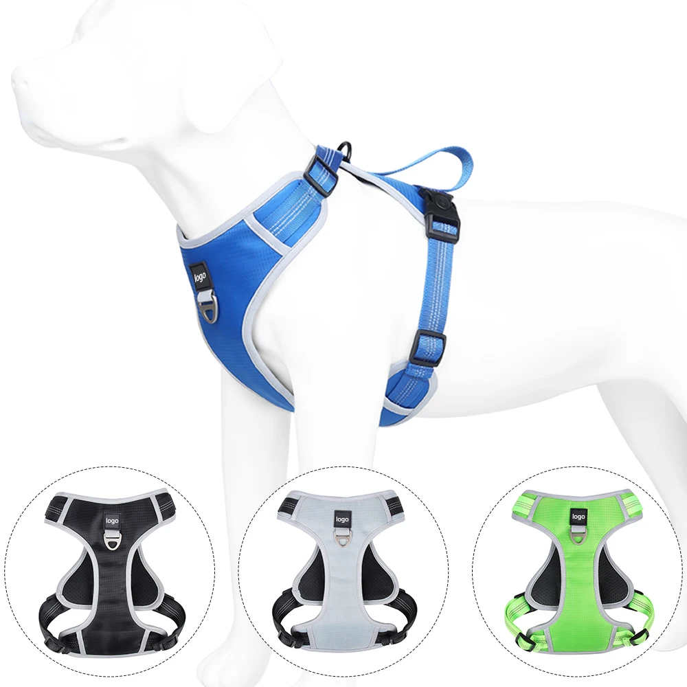 

All seasons Outdoor Solid Pet Dog Harness Vest with Handle, Sturdy Strong Rain-proof Walking Reflective Pet Dog Puppy Harness, Black, blue, green, grey