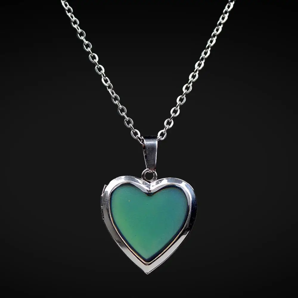 

Hot design feeling warm mood changes color heart mood necklace