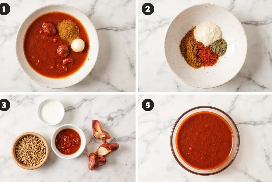 Step-by-step preparation of homemade chipotle pepper sauce ingredients