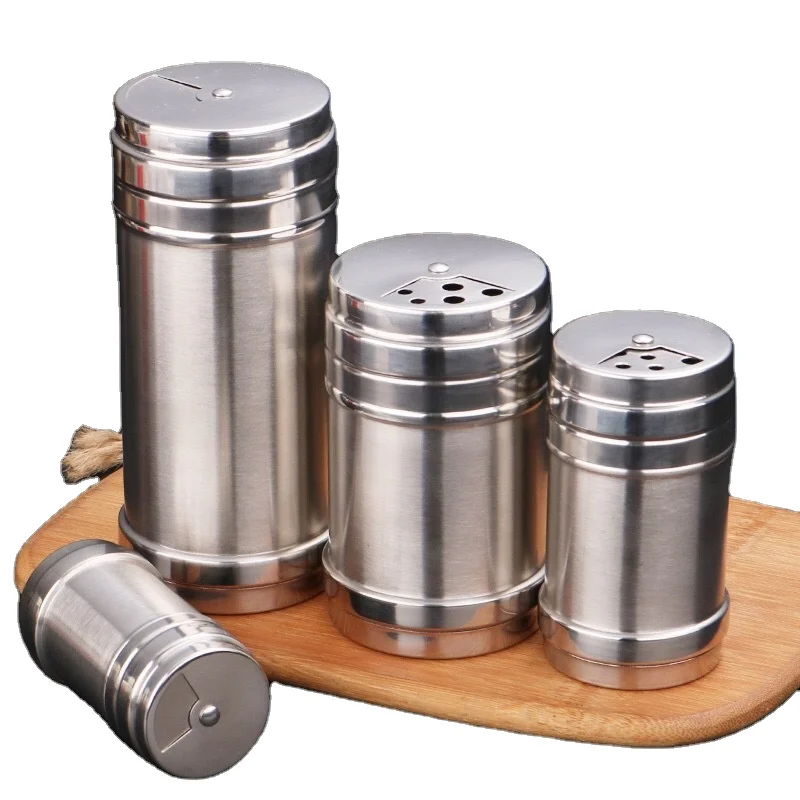 

Stainless steel pepper seasoning bottle rotating porous with lid thickened pepper noodle seasoning pot for barbecue
