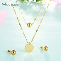 

Modalen Fashion Earring Necklace 316 Stainless Steel Elegant Gold Jewelry Set Woman