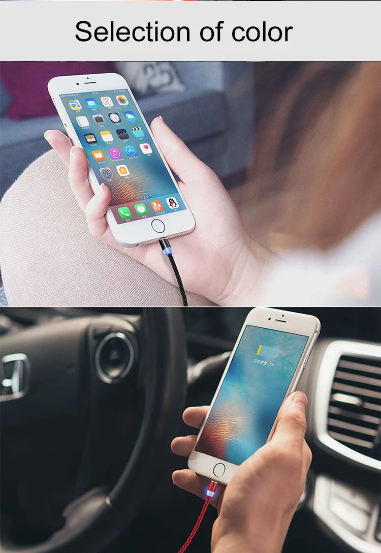 SIPU fast charging woven mesh magnetic data cable for apple android 3a 3 in 1 magnetic data charge cable - ANKUX.COM