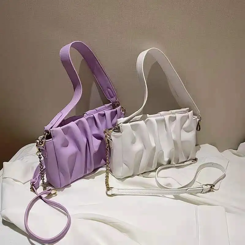 

2021 new arrival spring fashion ladies purses wholesale luxury women shoulder handbag stylish cute underarm bag, Black purple white