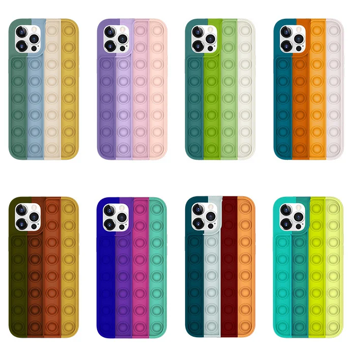 

New hot sale silicone push bubble toy fidget Pop-it phone case with holder