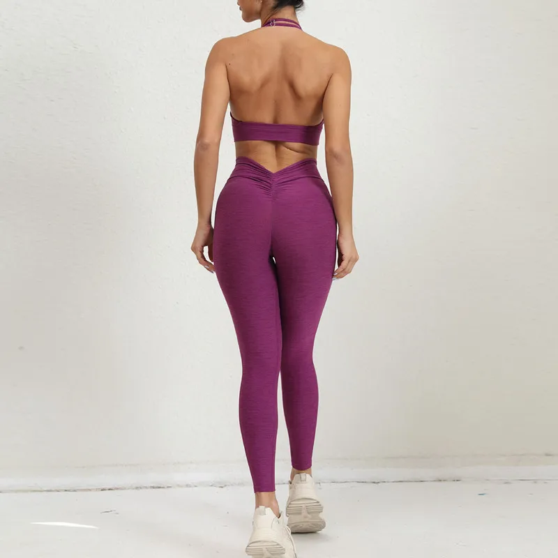 Apparel Adjustable Straps Sports Bra Pleated Pants Pocket V Shape leggings Yoga Leggings Trend 2024 2 Piece Set Women