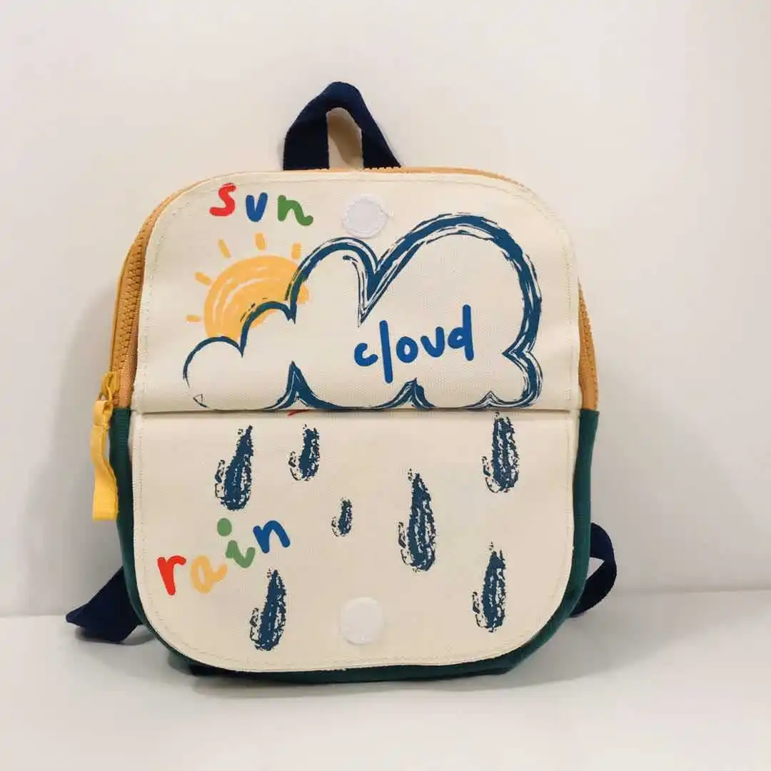 

KALANTA New Little Saturn Planet Child Splicing Cotton Canvas Embroidery Backpack Lovely Girl Color Matching Leisure Schoolbag